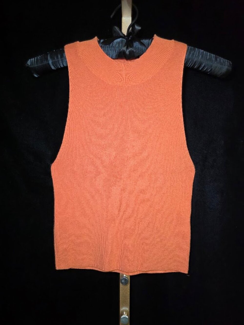 Frame Denim Silk Blend Orange Sleeveless Knit Top L